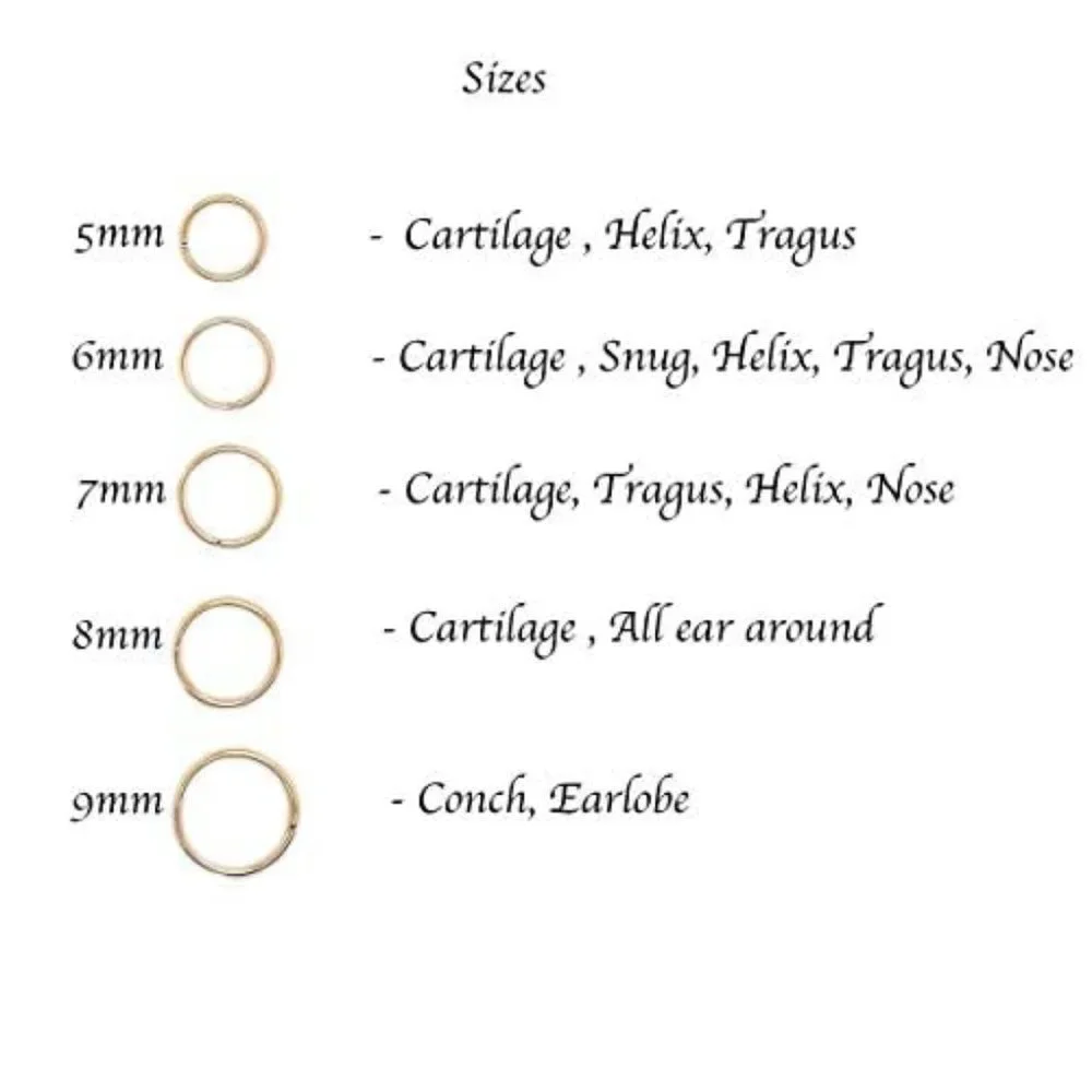 14K Rose Gold Filled Multi Size Open Piercing Hoops Cartilage Helix Tragus - Picture 5 of 7